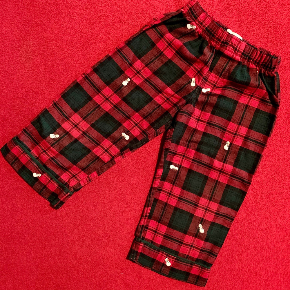 J. Crew plaid flannel pants with snowmen